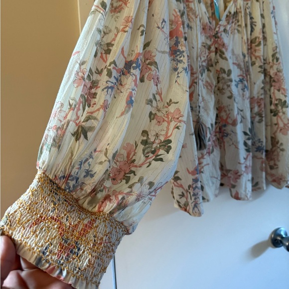 Anthropologie Long Sleeve Smocked Lurex Top - Picture 3 of 11